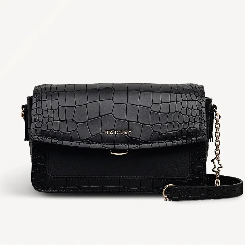 Radley Albert Road - Mini Flapover Cross Body Bag - Black Crocodile (NWT)