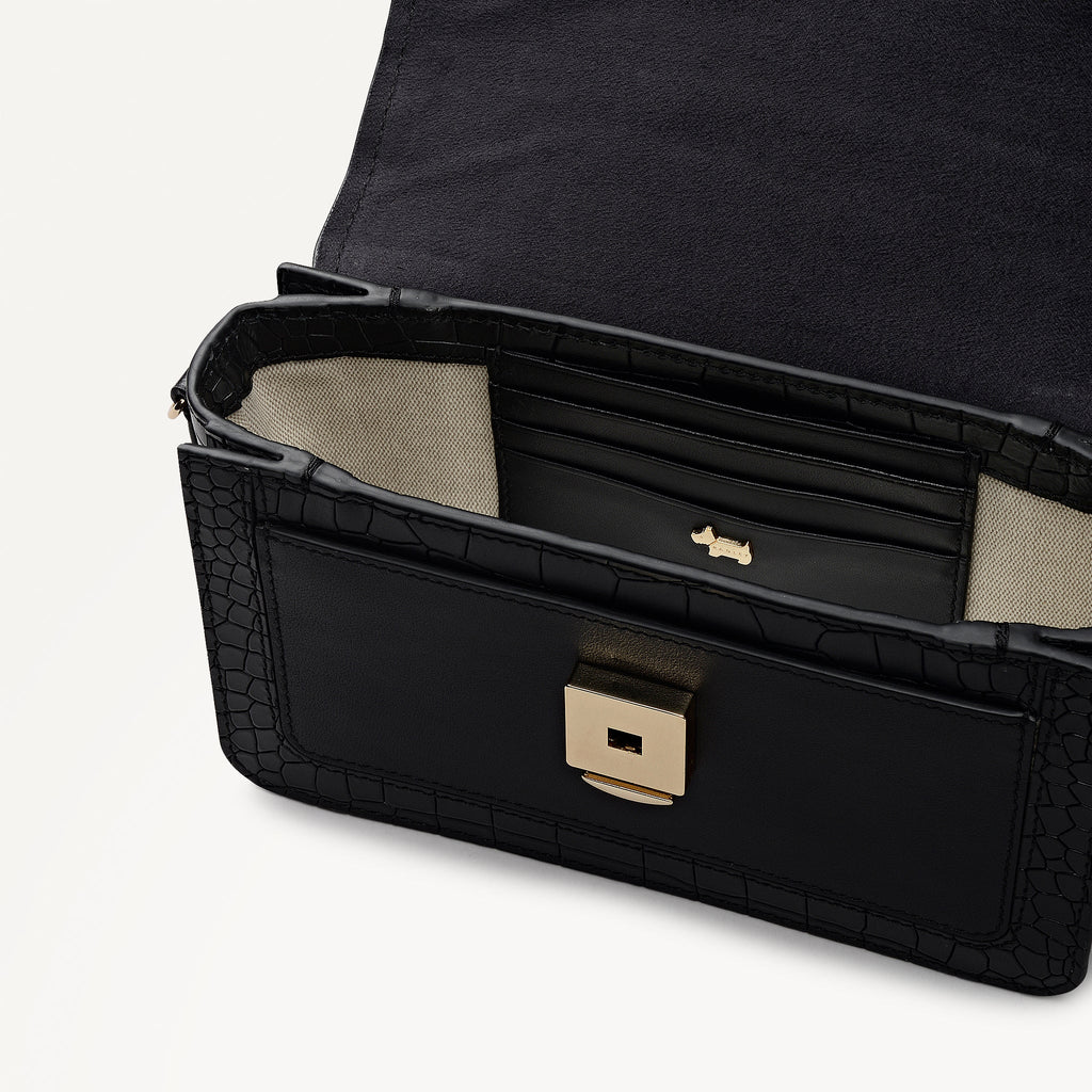 Radley Albert Road - Mini Flapover Cross Body Bag - Black Crocodile (NWT)