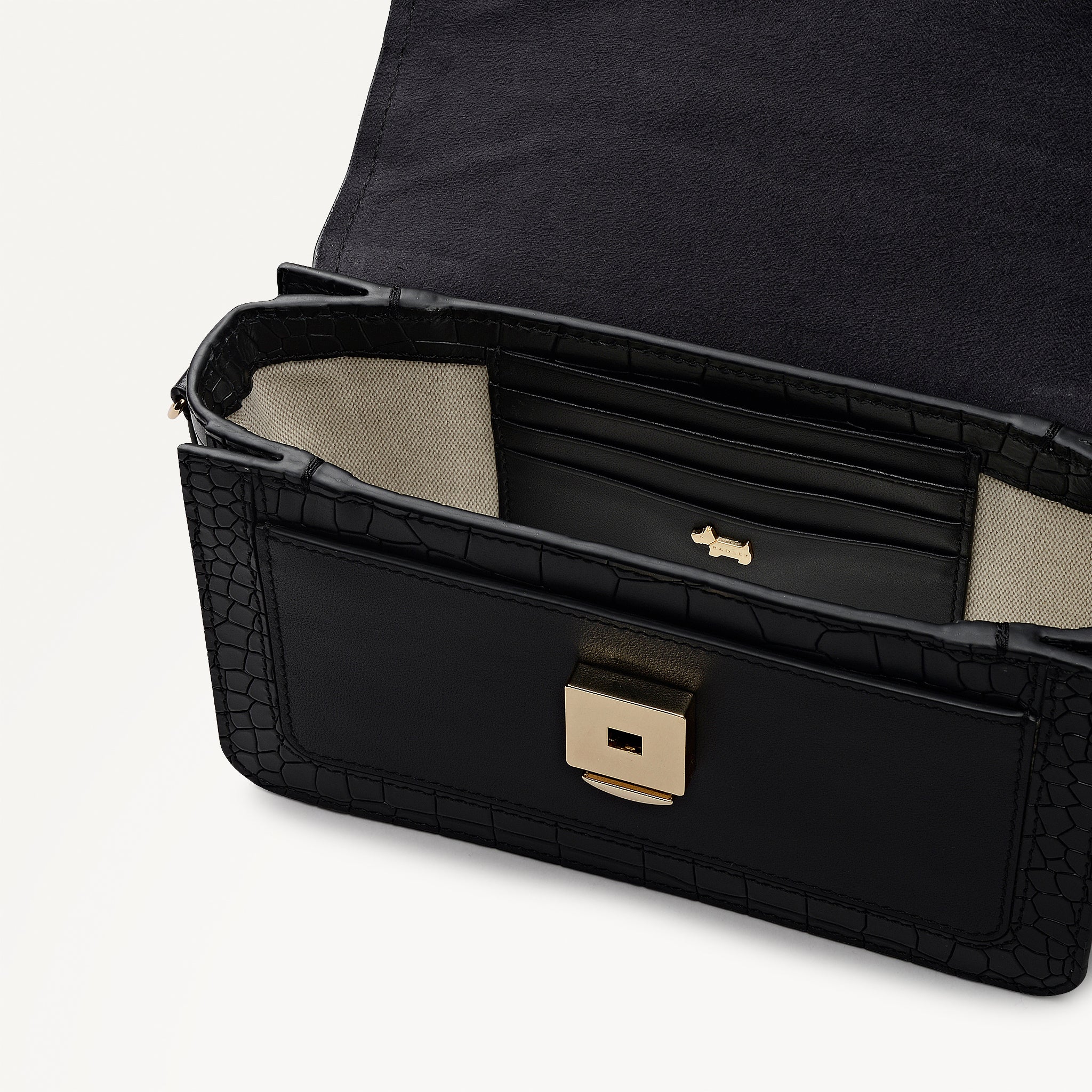 Radley Albert Road - Mini Flapover Cross Body Bag - Black Crocodile (NWT)