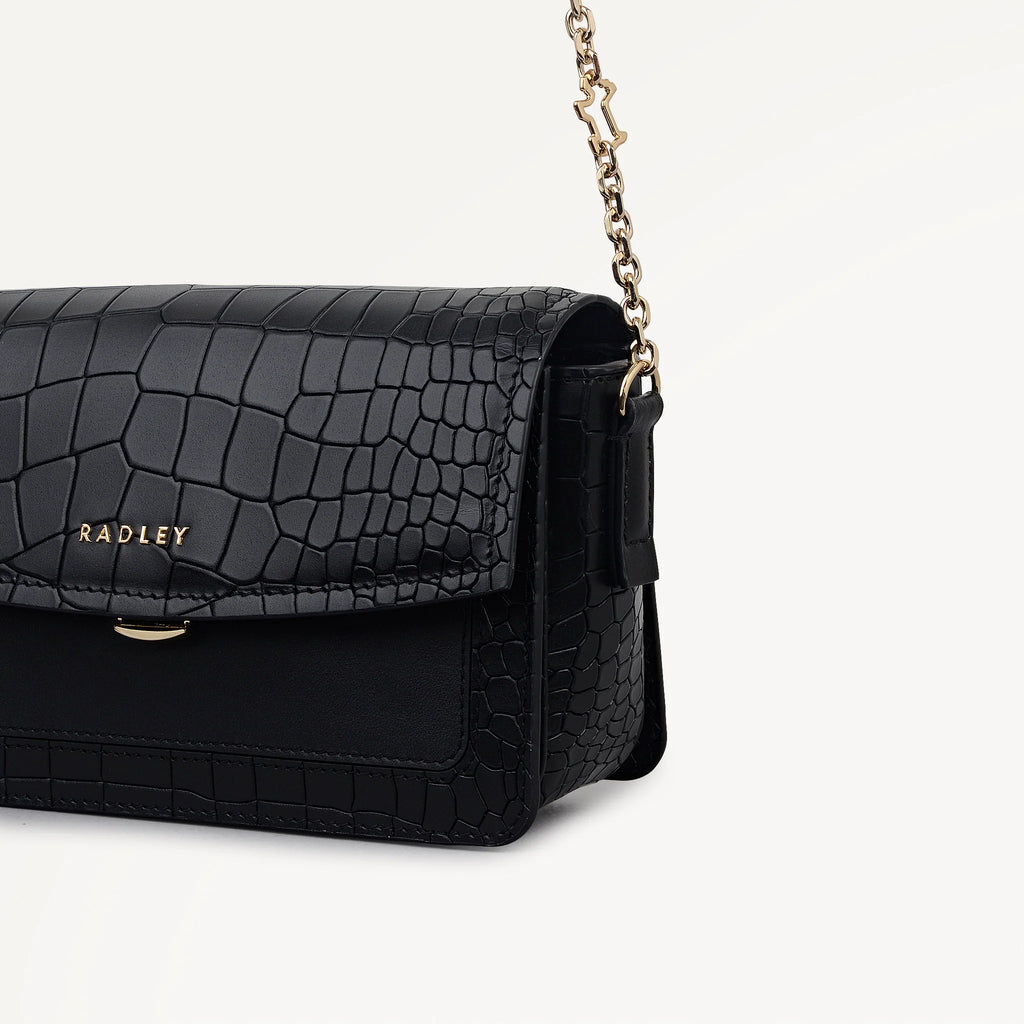 Radley Albert Road - Mini Flapover Cross Body Bag - Black Crocodile (NWT)