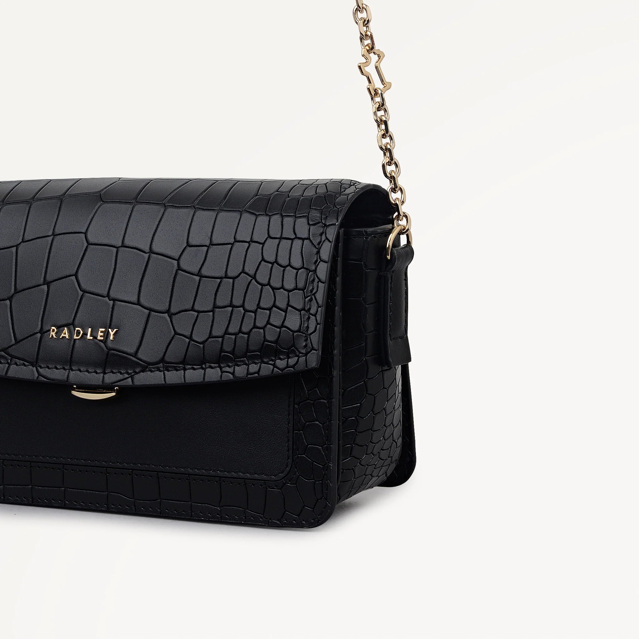 Radley Albert Road - Mini Flapover Cross Body Bag - Black Crocodile (NWT)