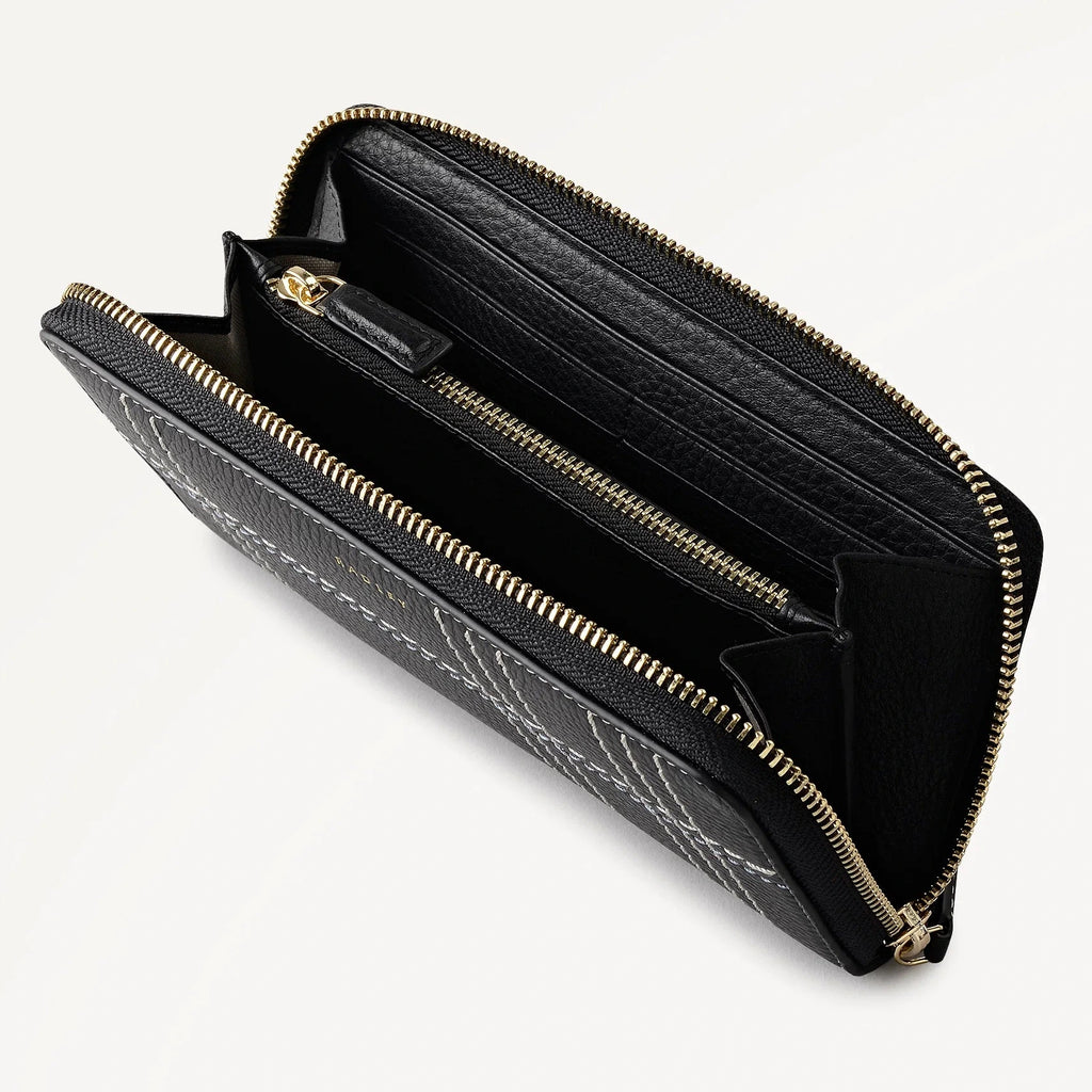 Radley Calvert Way - Large Zip Around Purse - Black Grain Leather (NWT)