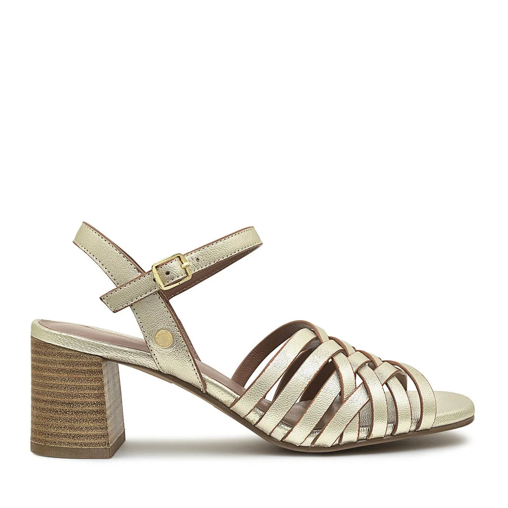 Radley Crossways Road - Women's Weave Block Heel Gold Sandals (NWT)