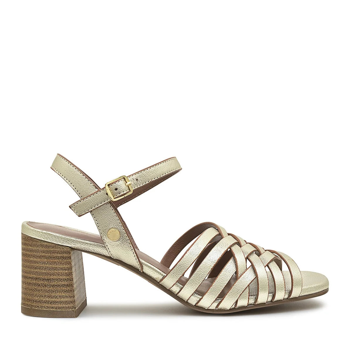 Radley Crossways Road - Women's Weave Block Heel Gold Sandals (NWT)
