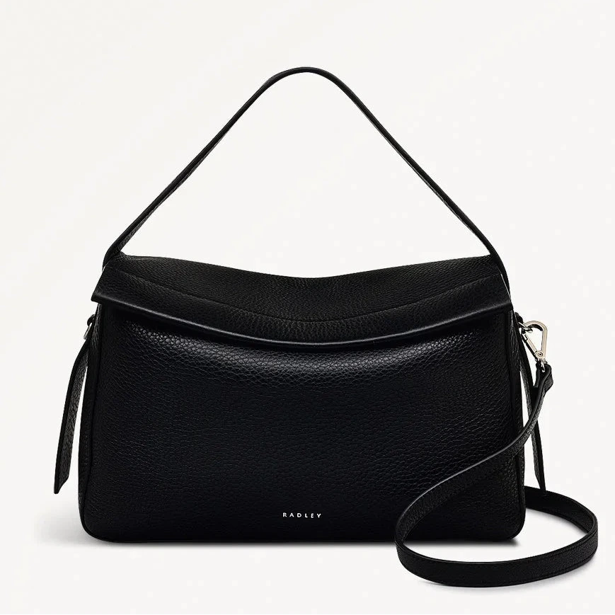 Radley De Beauvoir - Medium Ziptop Satchel Bag - Black Grain Leather (NWT)