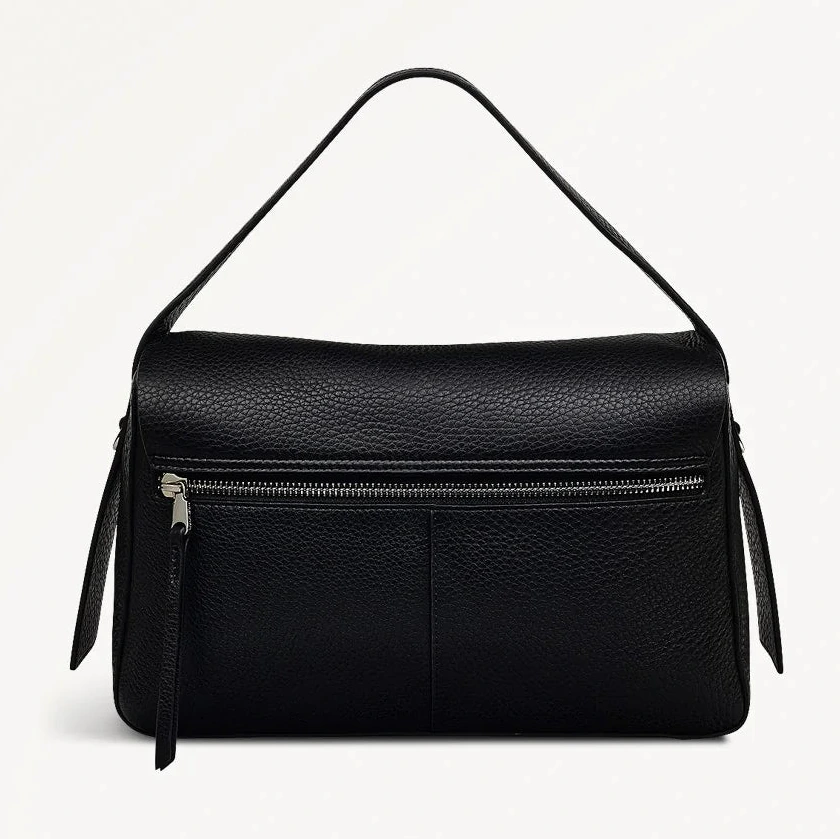 Radley De Beauvoir - Medium Ziptop Satchel Bag - Black Grain Leather (NWT)