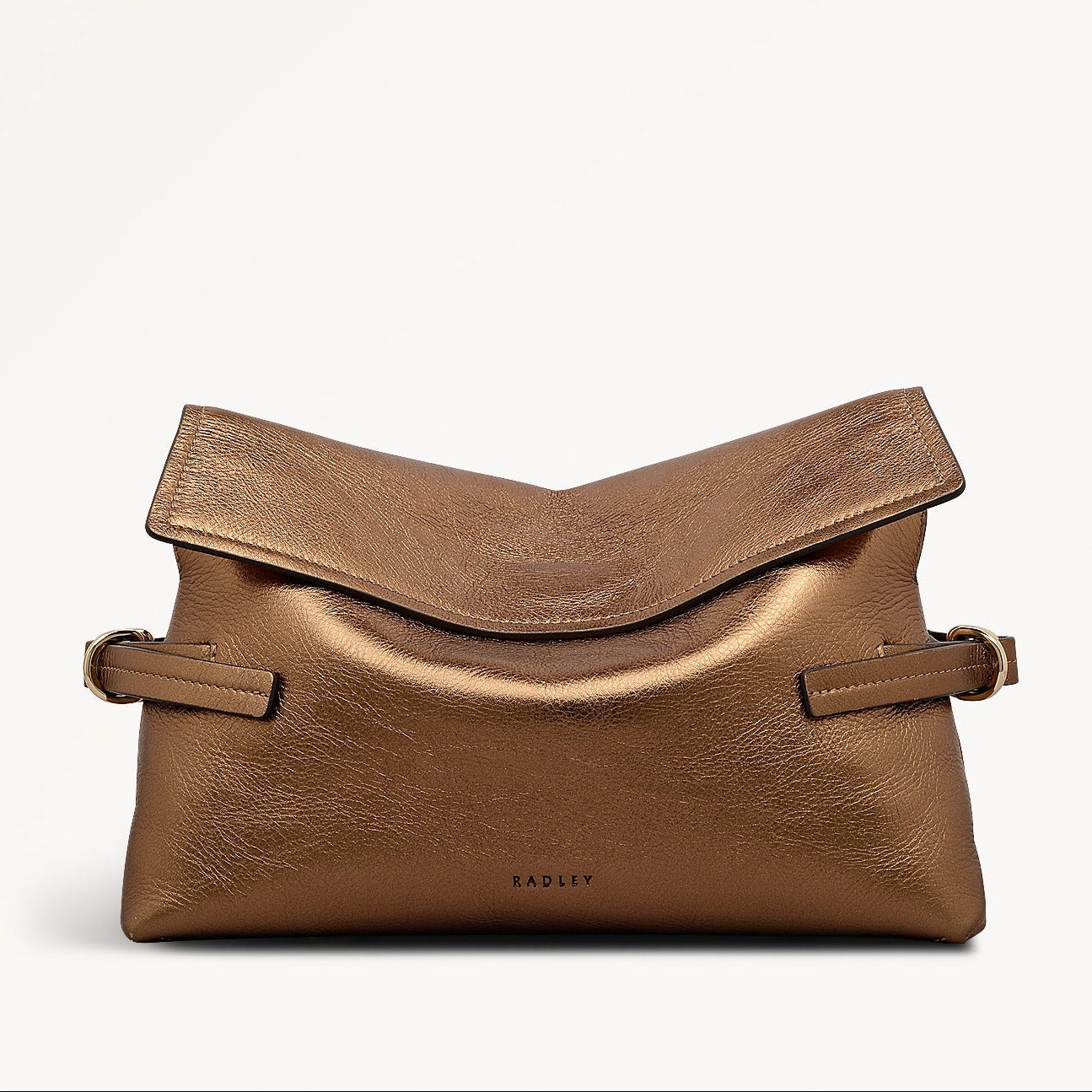 Radley Fleet Street - Medium Flapover Clutch Bag - Metallic Olive Gold (NWT)