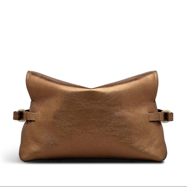 Radley Fleet Street - Medium Flapover Clutch Bag - Metallic Olive Gold (NWT)
