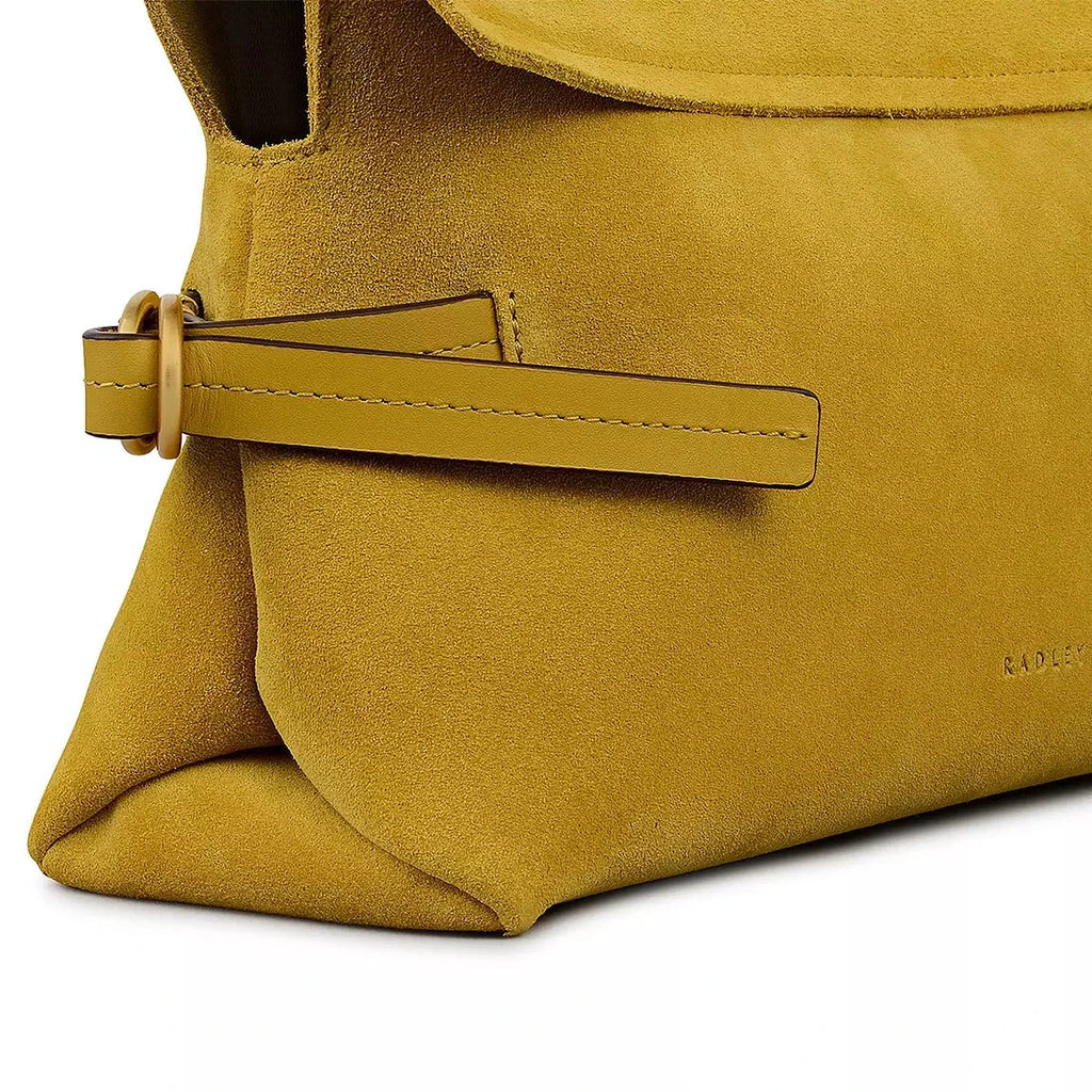 Radley Fleet Street - Medium Flapover Clutch Bag - Ochre Suede Leather (NWT)