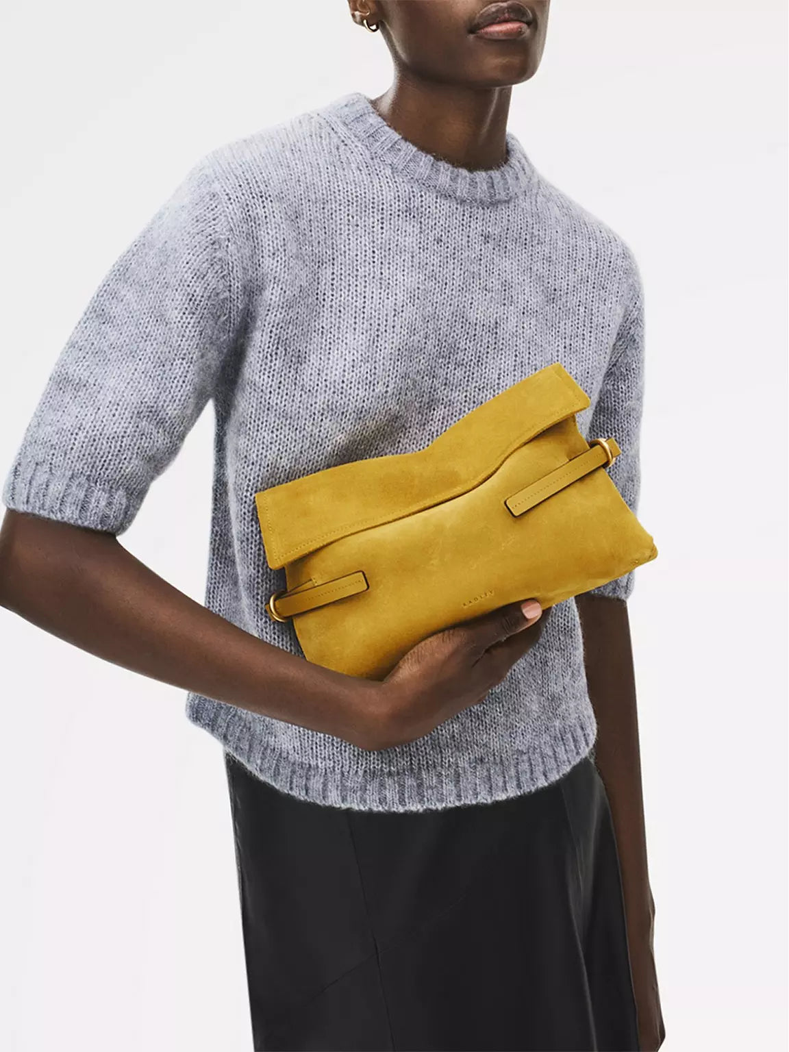 Radley Fleet Street - Medium Flapover Clutch Bag - Ochre Suede Leather (NWT)