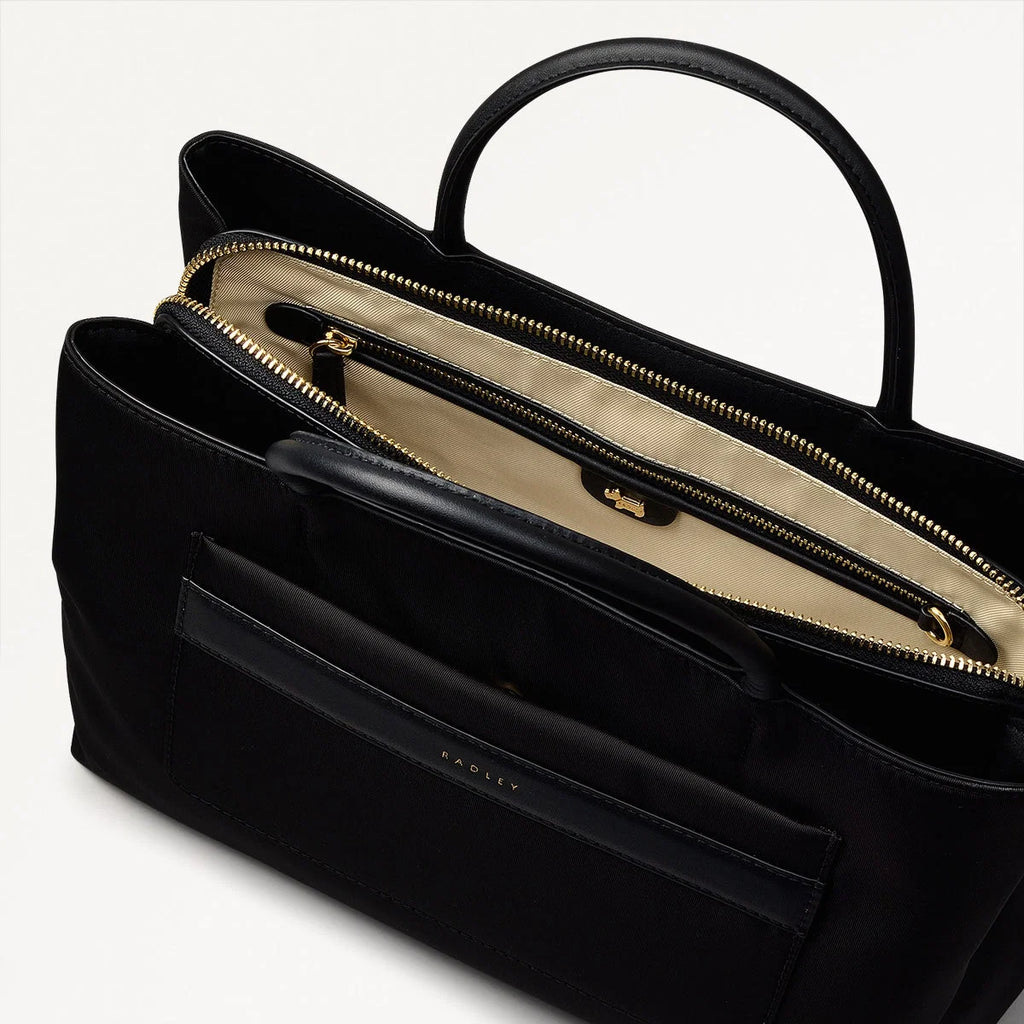 Radley Holland Park - Medium Ziptop Satchel Bag - Black Fabric (NWT)