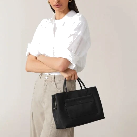 Radley Holland Park - Medium Ziptop Satchel Bag - Black Fabric (NWT)