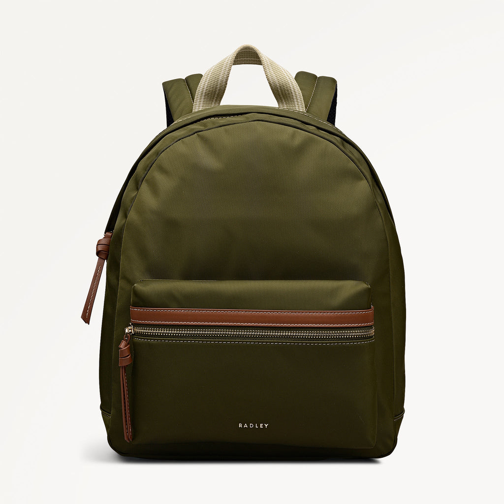 Radley Halley Row - Medium Ziptop Fabric Backpack - Dark Olive Green (NWT)