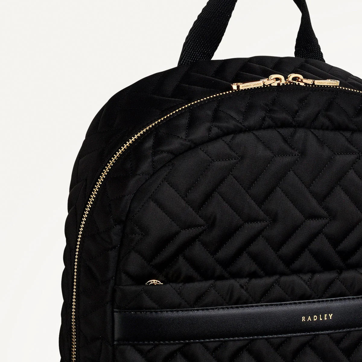 Radley Holland Park Black Quilted Fabric Medium Ziptop Backpack (NWT)