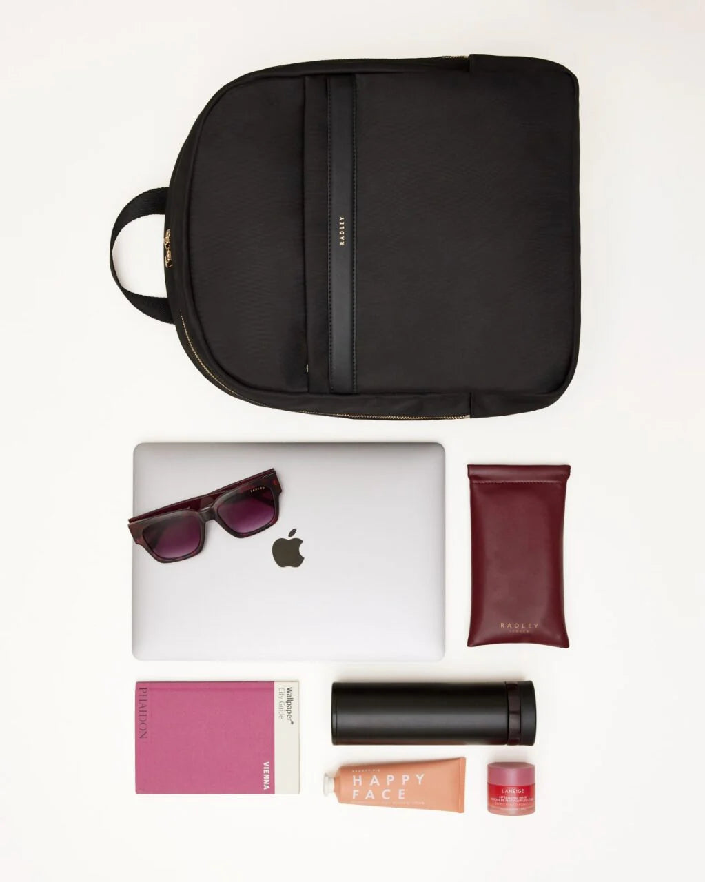 Radley Holland Park Black Quilted Fabric Medium Ziptop Backpack (NWT)