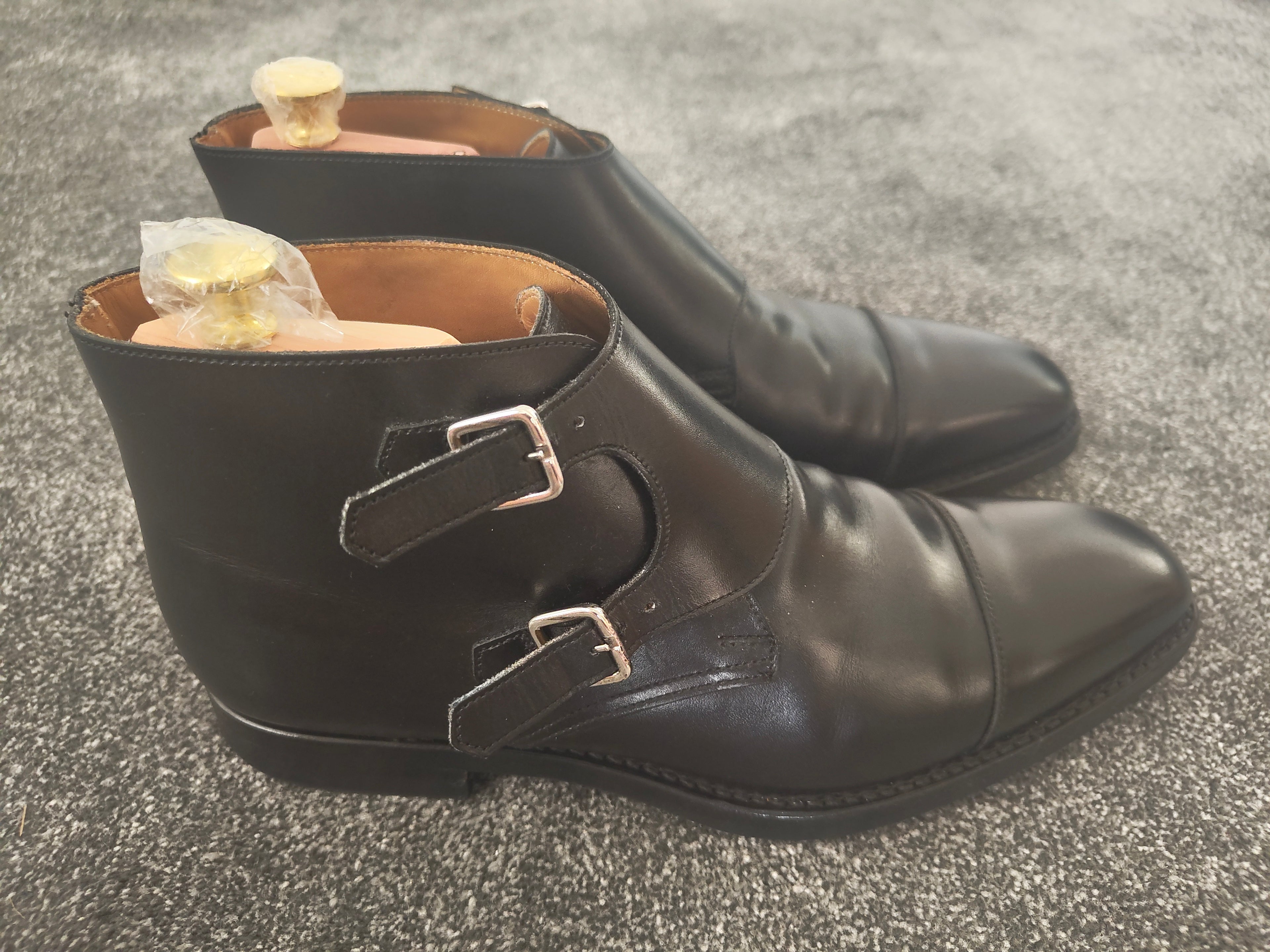 Crockett & Jones Camberley Black Monk Strap Boots - Size UK 7.5 (Shoe Trees inc)