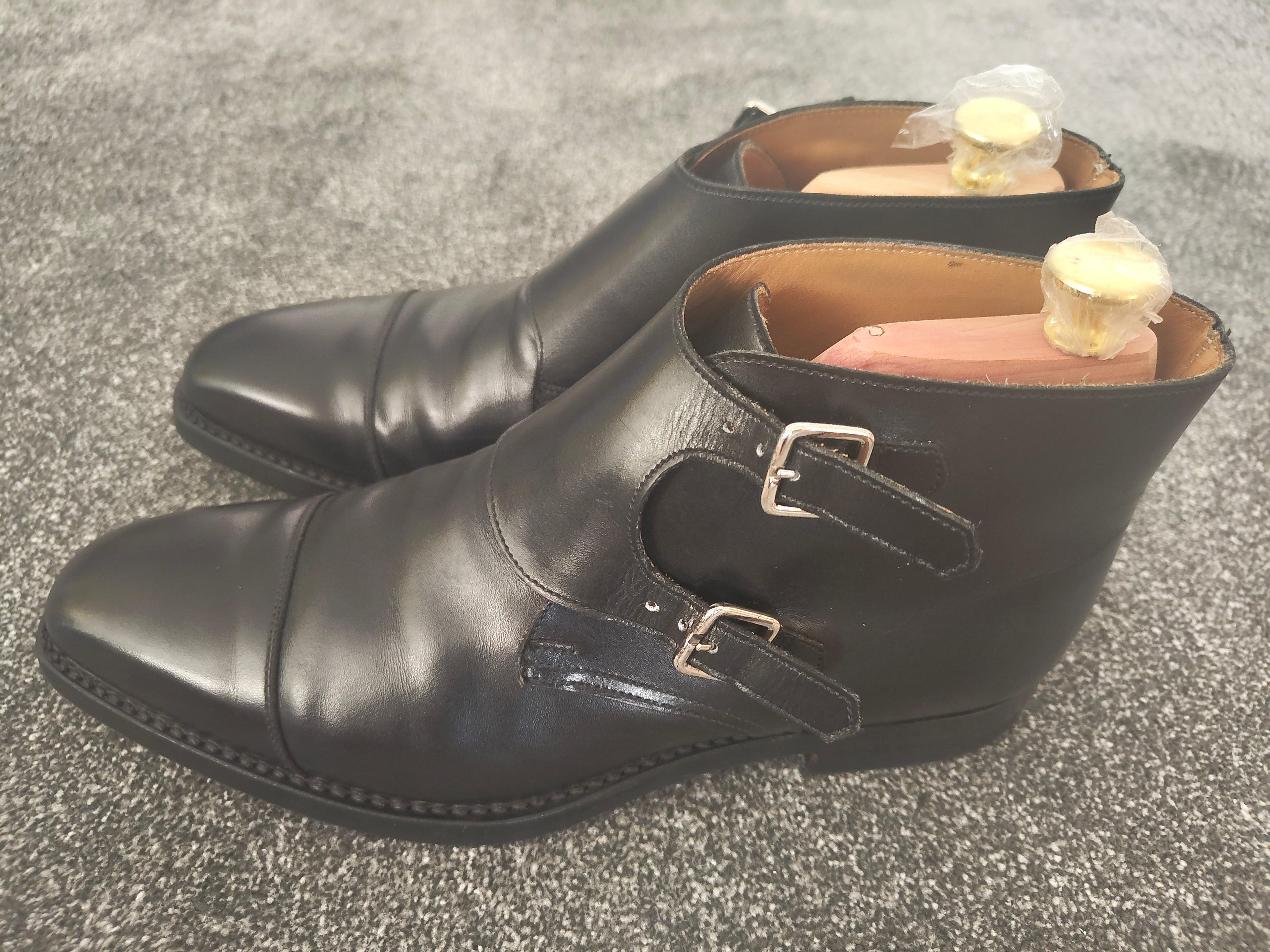 Crockett & Jones Camberley Black Monk Strap Boots - Size UK 7.5 (Shoe Trees inc)