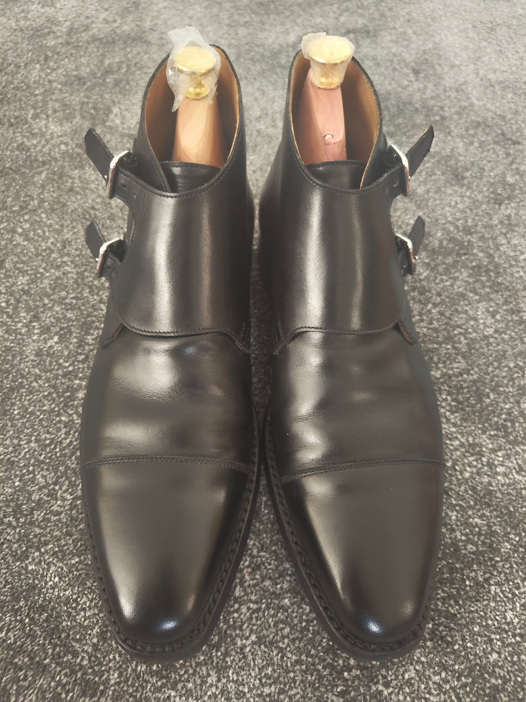 Crockett & Jones Camberley Black Monk Strap Boots - Size UK 7.5 (Shoe Trees inc)