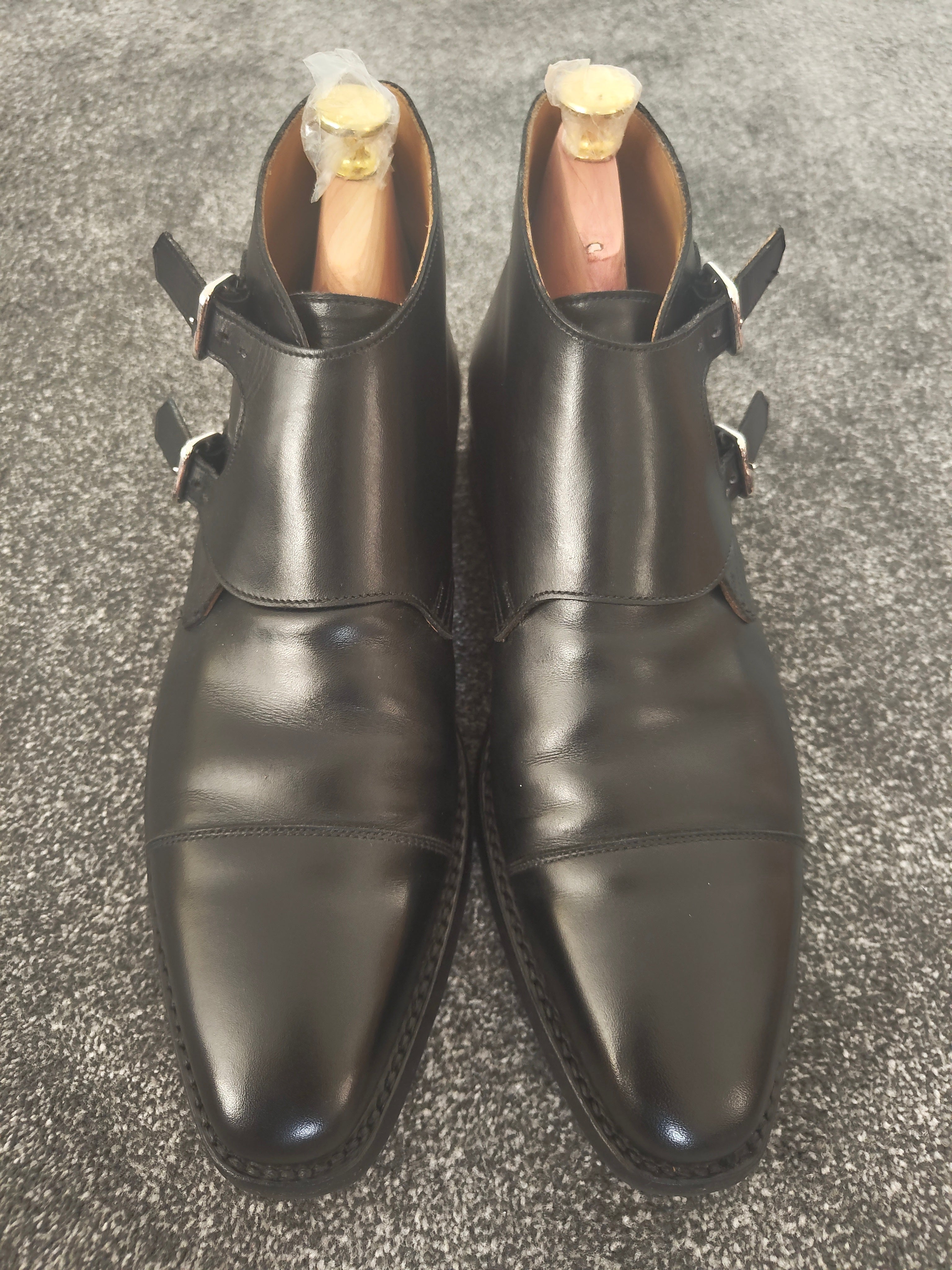 Crockett & Jones Camberley Black Monk Strap Boots - Size UK 7.5 (Shoe Trees inc)