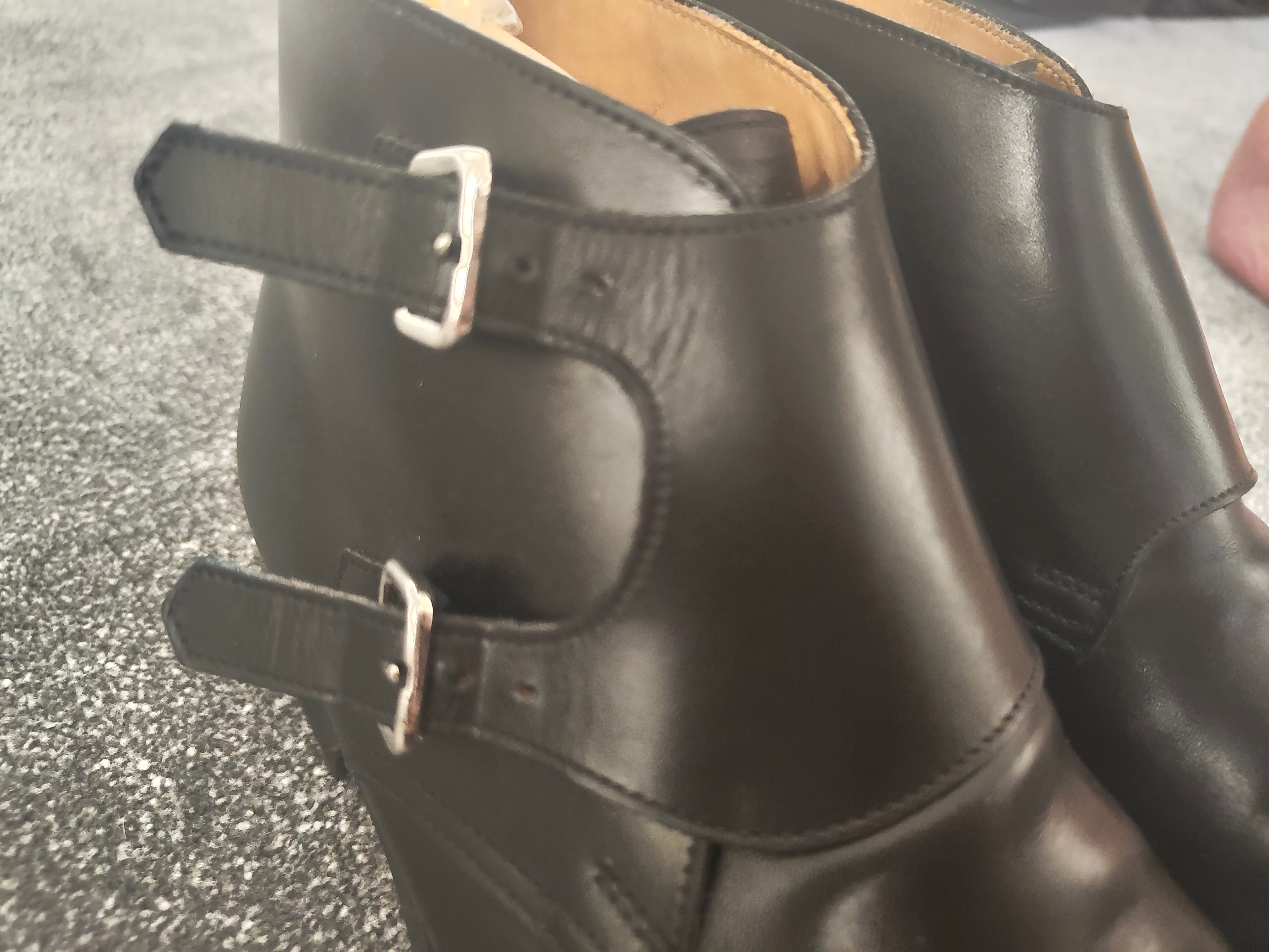 Crockett & Jones Camberley Black Monk Strap Boots - Size UK 7.5 (Shoe Trees inc)