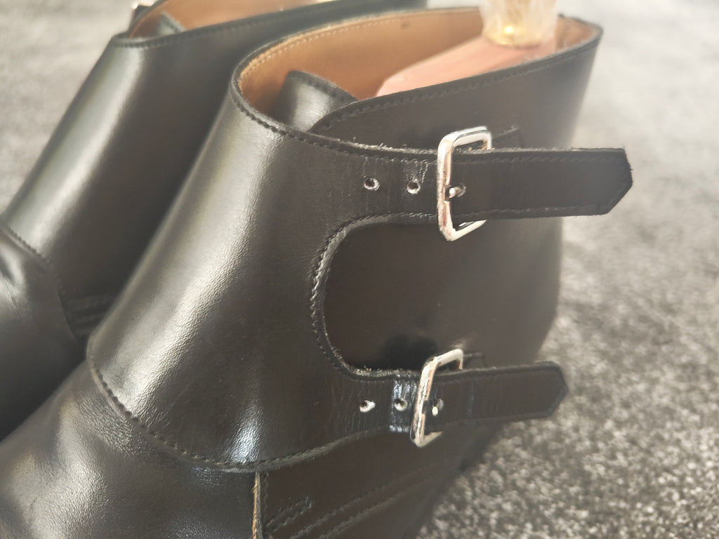 Crockett & Jones Camberley Black Monk Strap Boots - Size UK 7.5 (Shoe Trees inc)