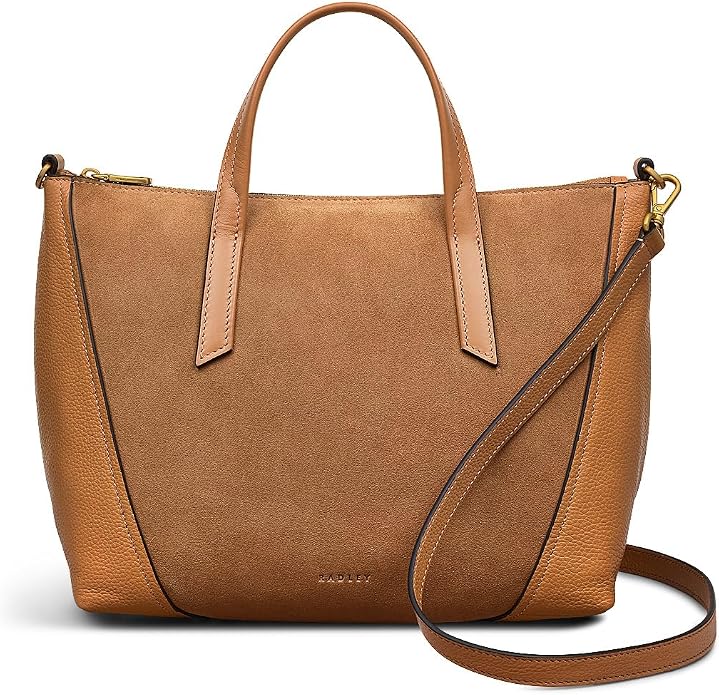 Radley Kendal Terrace - Medium Ziptop Top Handle Bag - Tan Brown Suede (NWT)