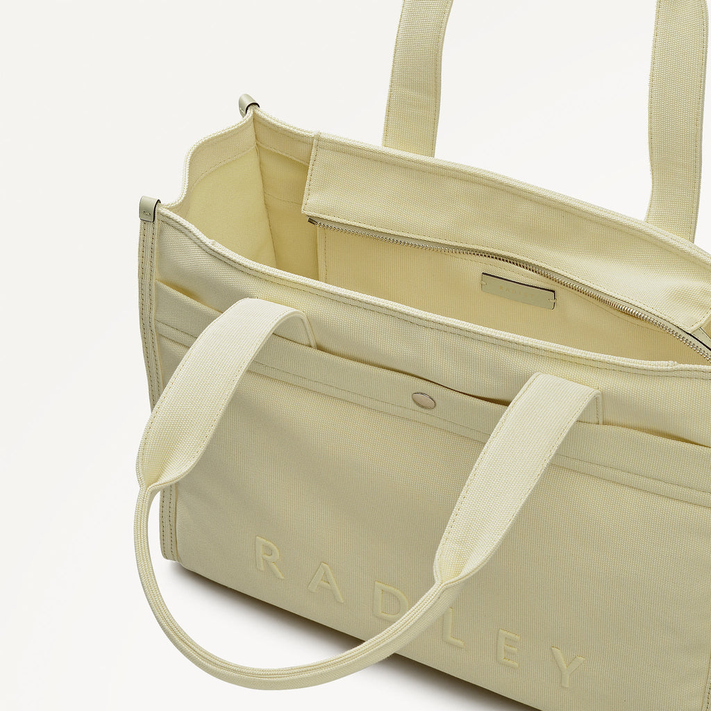Radley Kenton Mews - Large Open Top Fabric Tote - Lemongrass Yellow (NWT)