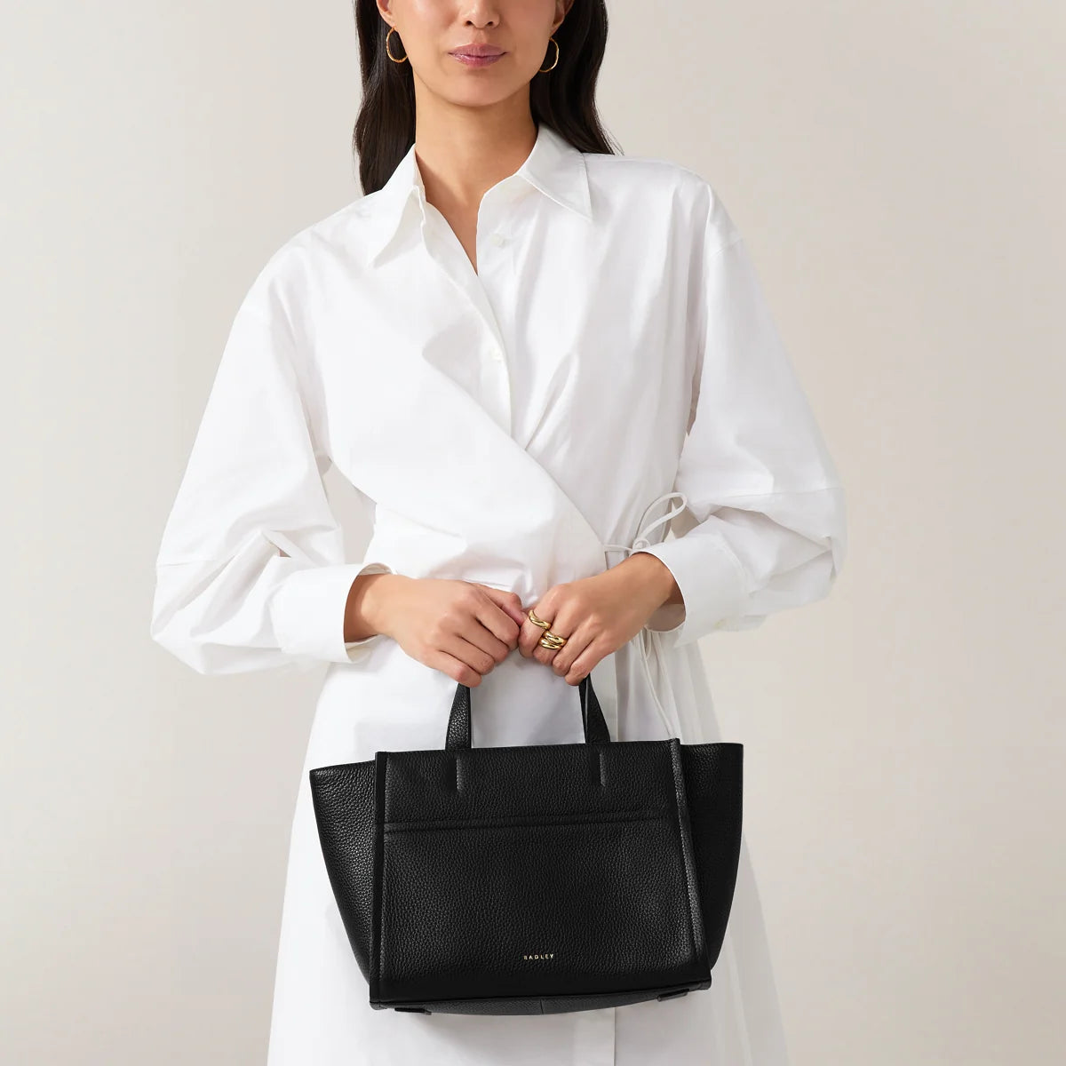 Radley Oak Street - Medium Ziptop Grab - Black Grain Leather (NWT)