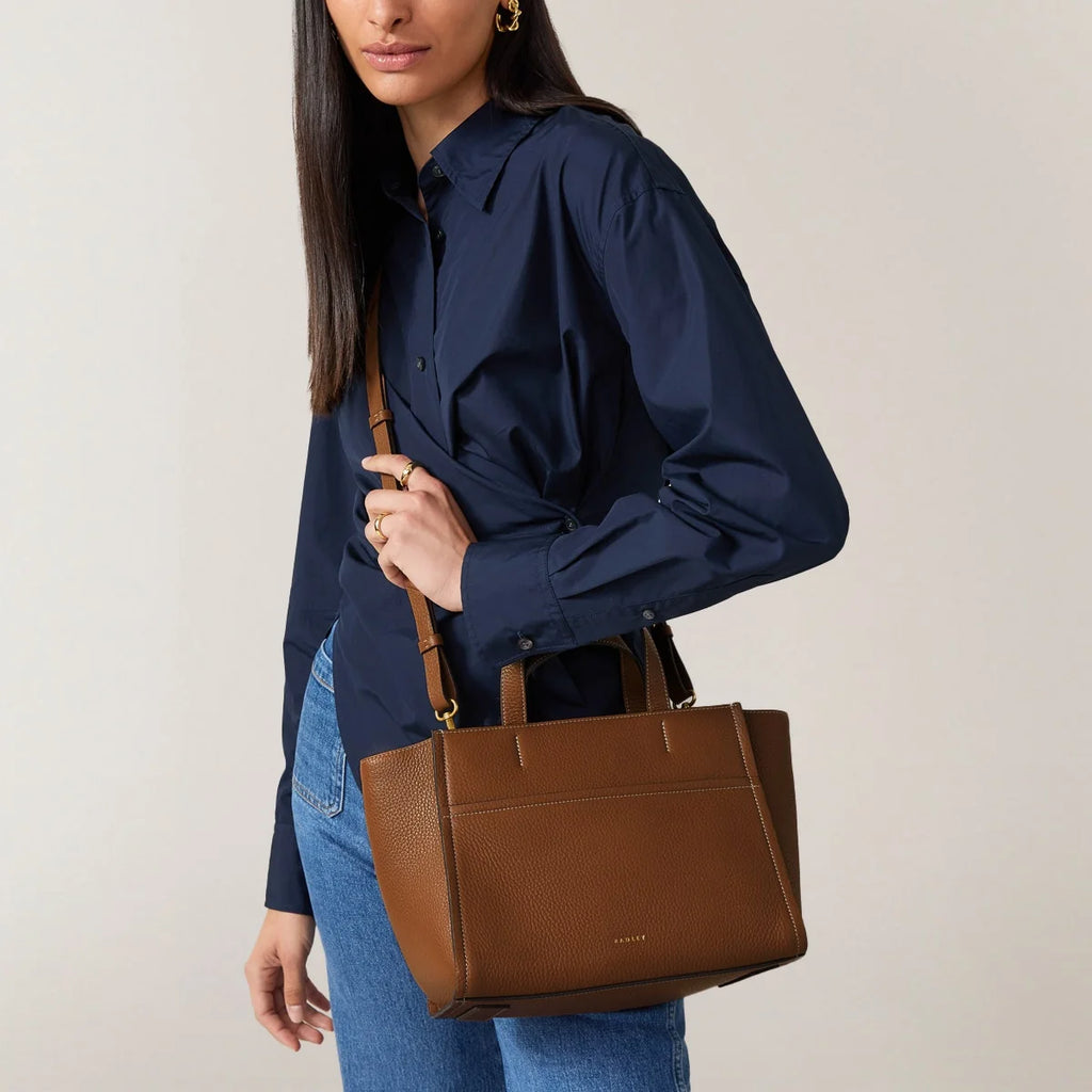 Radley Oak Street - Medium Ziptop Grab - Brown Grain Leather (NWT)