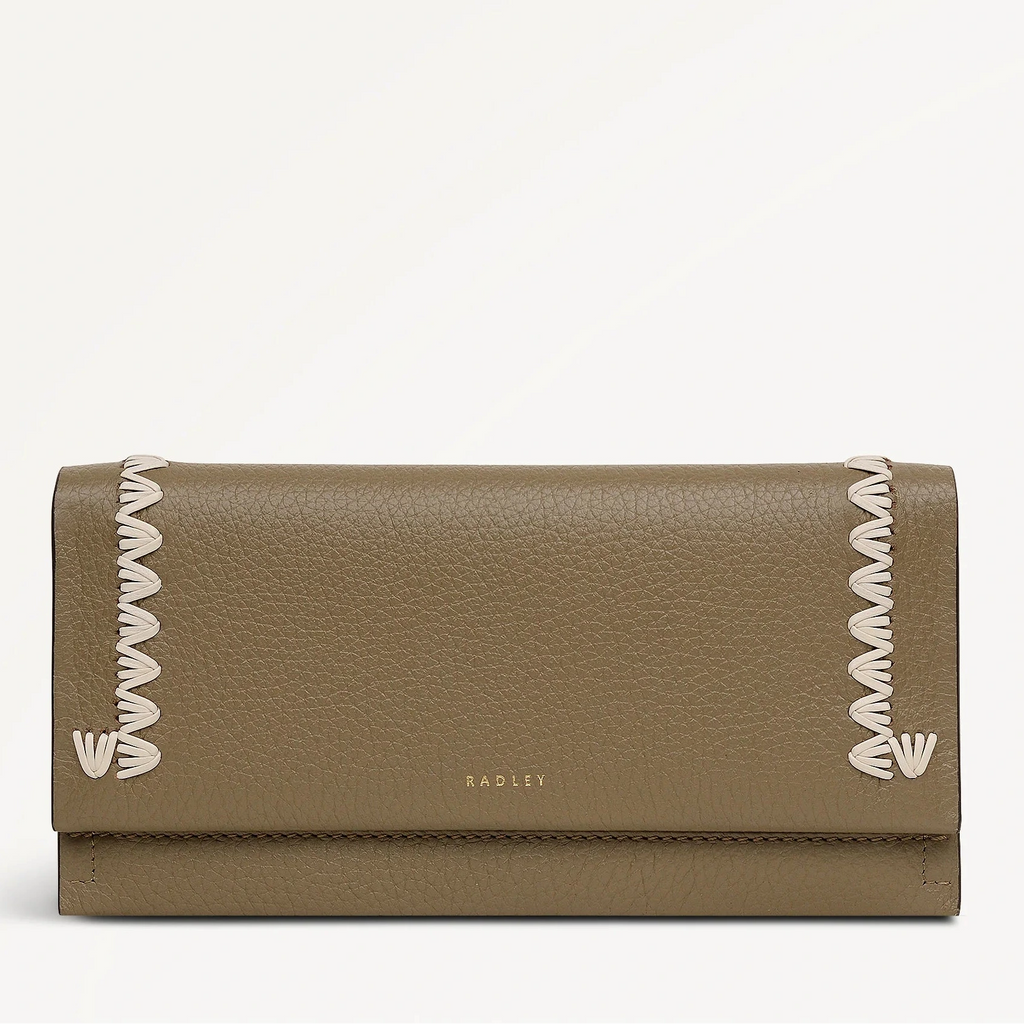 Radley Oak Street - Large Flapover Stitch Purse - Acorn Grain Leather (NWT)