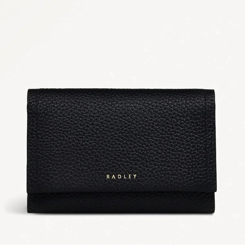 Radley Oak Street - Medium Flapover Purse - Black Grain Leather (NWT)