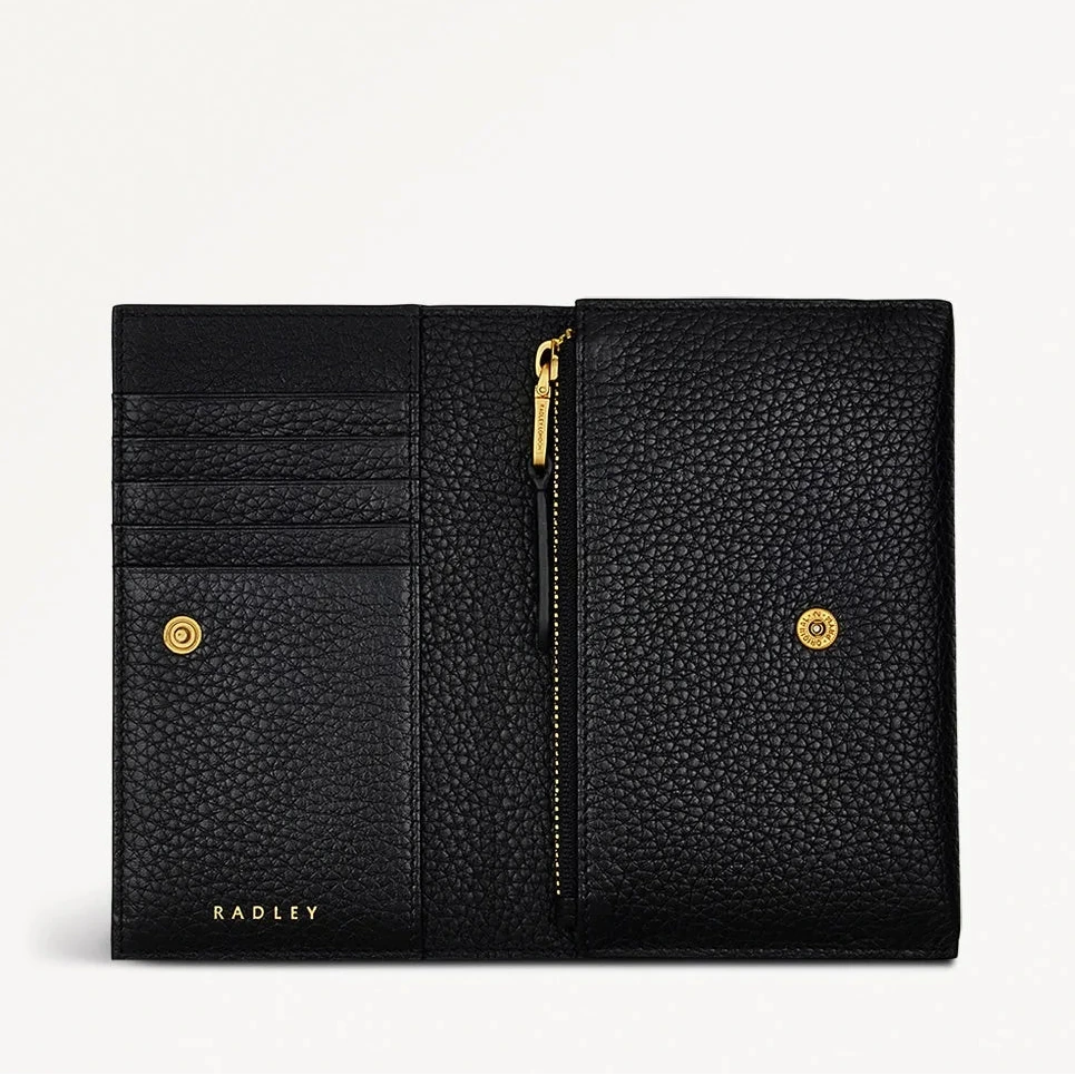 Radley Oak Street - Medium Flapover Purse - Black Grain Leather (NWT)