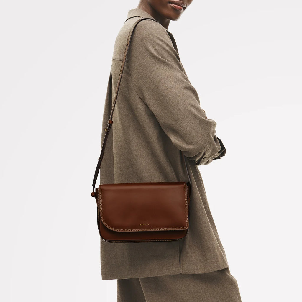 Radley Pocket Street - Small Flapover Cross Body Bag - Cognac Brown (NWT)