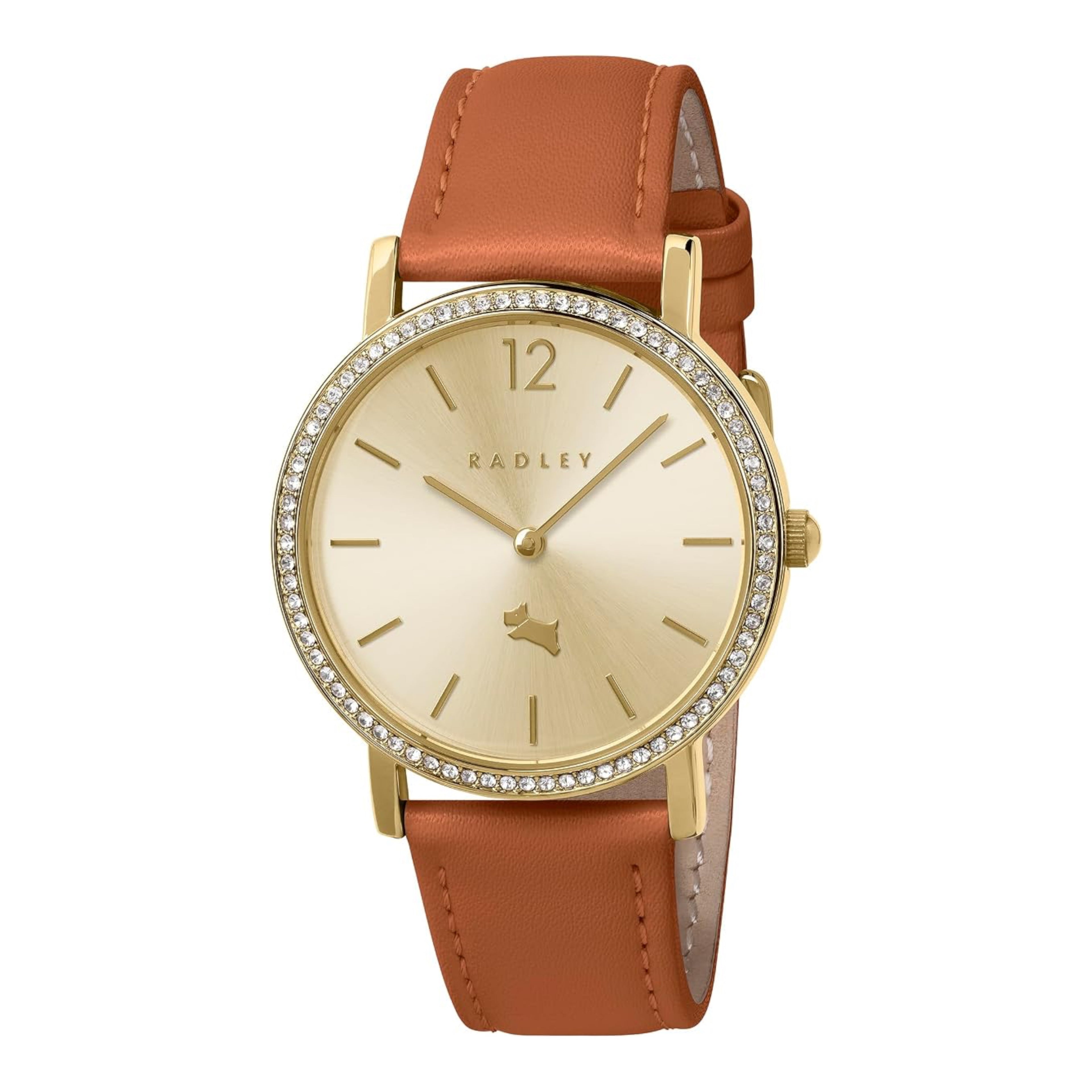 Radley Beech Row - Gold Crystal 35mm Watch - Terracotta Leather Strap (NWT)