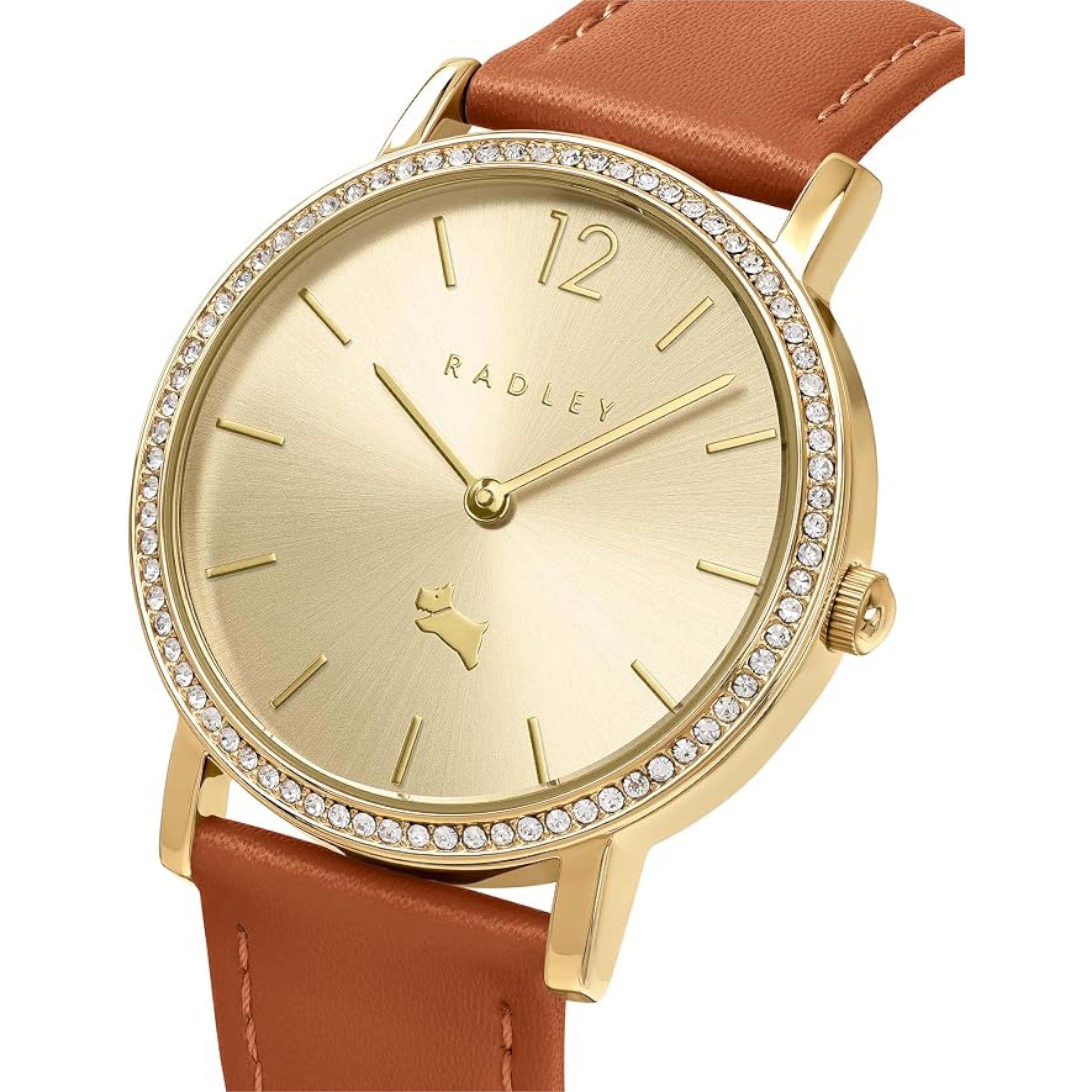Radley Beech Row - Gold Crystal 35mm Watch - Terracotta Leather Strap (NWT)