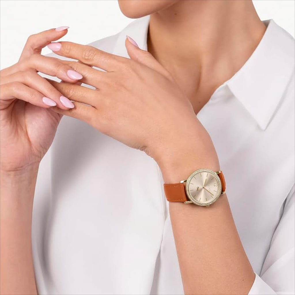 Radley Beech Row - Gold Crystal 35mm Watch - Terracotta Leather Strap (NWT)