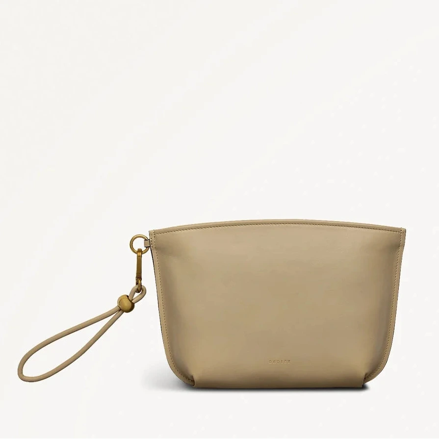 Radley The Romilly - Medium Ziptop Clutch Bag - Stone Leather (NWT)