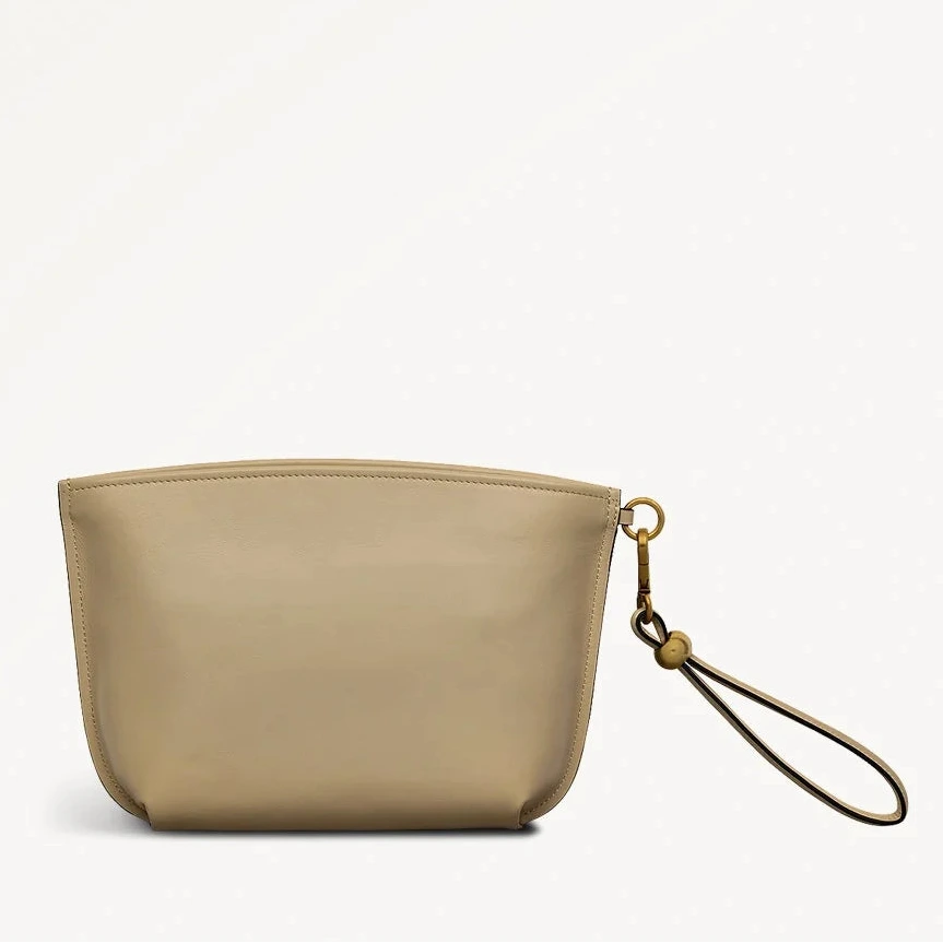 Radley The Romilly - Medium Ziptop Clutch Bag - Stone Leather (NWT)