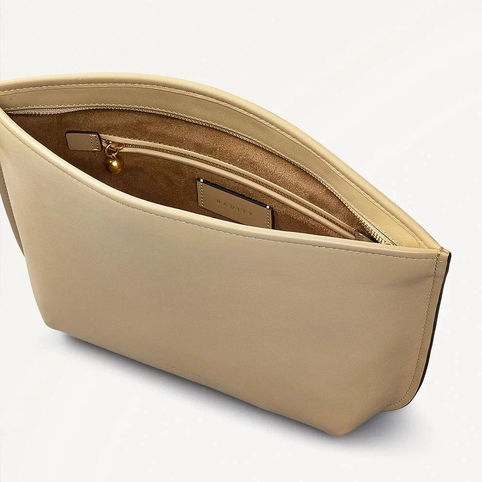 Radley The Romilly - Medium Ziptop Clutch Bag - Stone Leather (NWT)