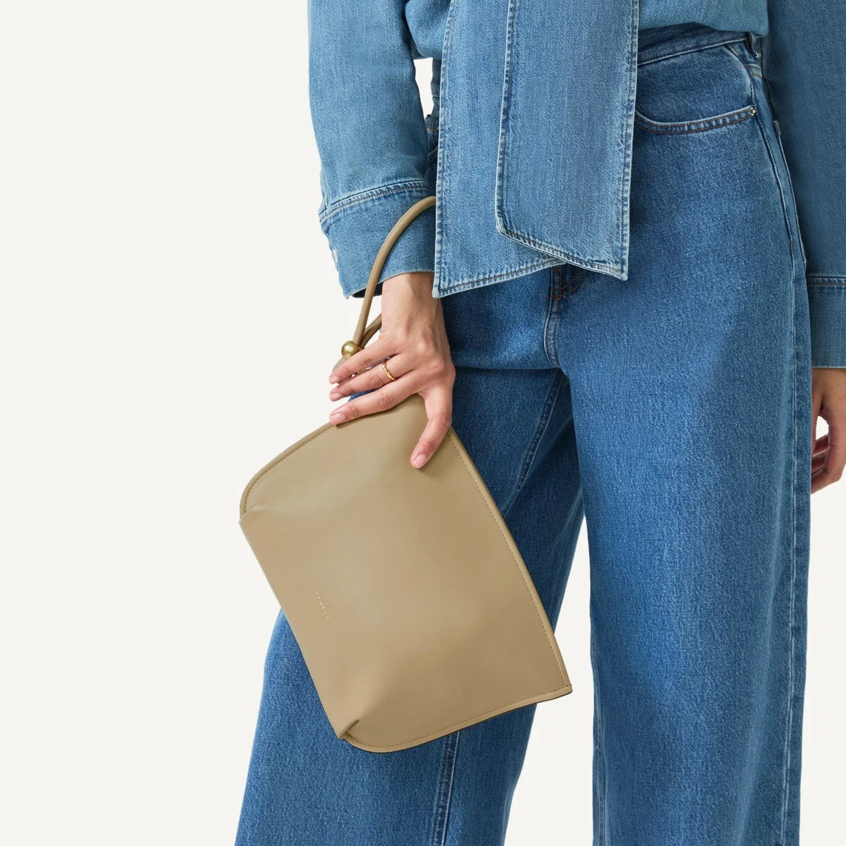 Radley The Romilly - Medium Ziptop Clutch Bag - Stone Leather (NWT)