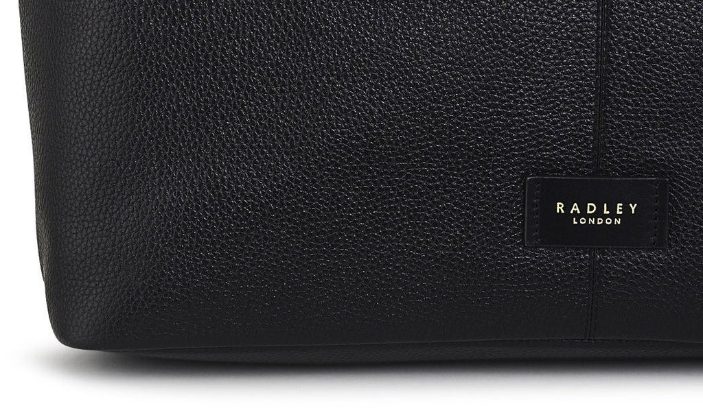 Radley Southwark Lane - Large Ziptop Tote Bag - Black Grain Leather (NWT)