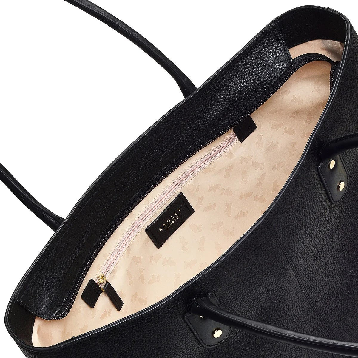 Radley Southwark Lane - Large Ziptop Tote Bag - Black Grain Leather (NWT)