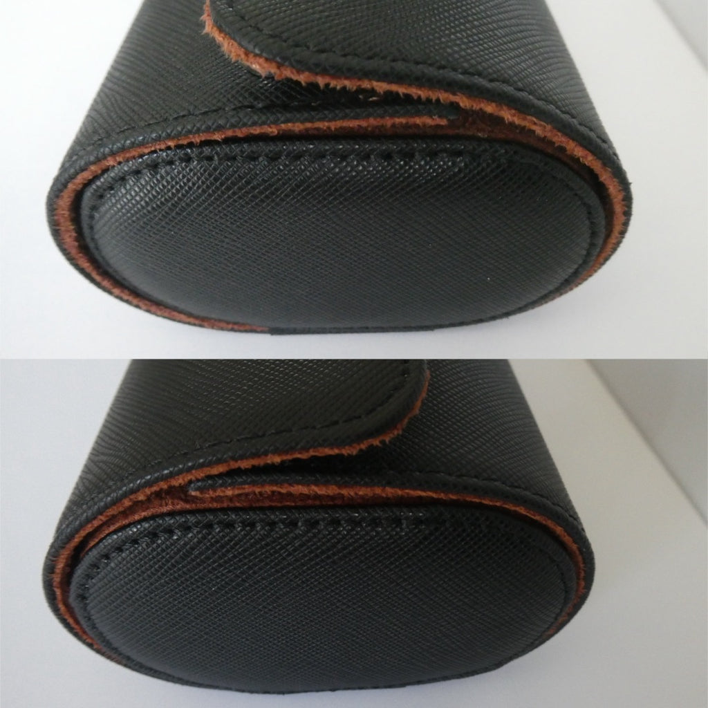 Smith & Rowe 3 Watch Roll Black & Tan Leather (New without tags)