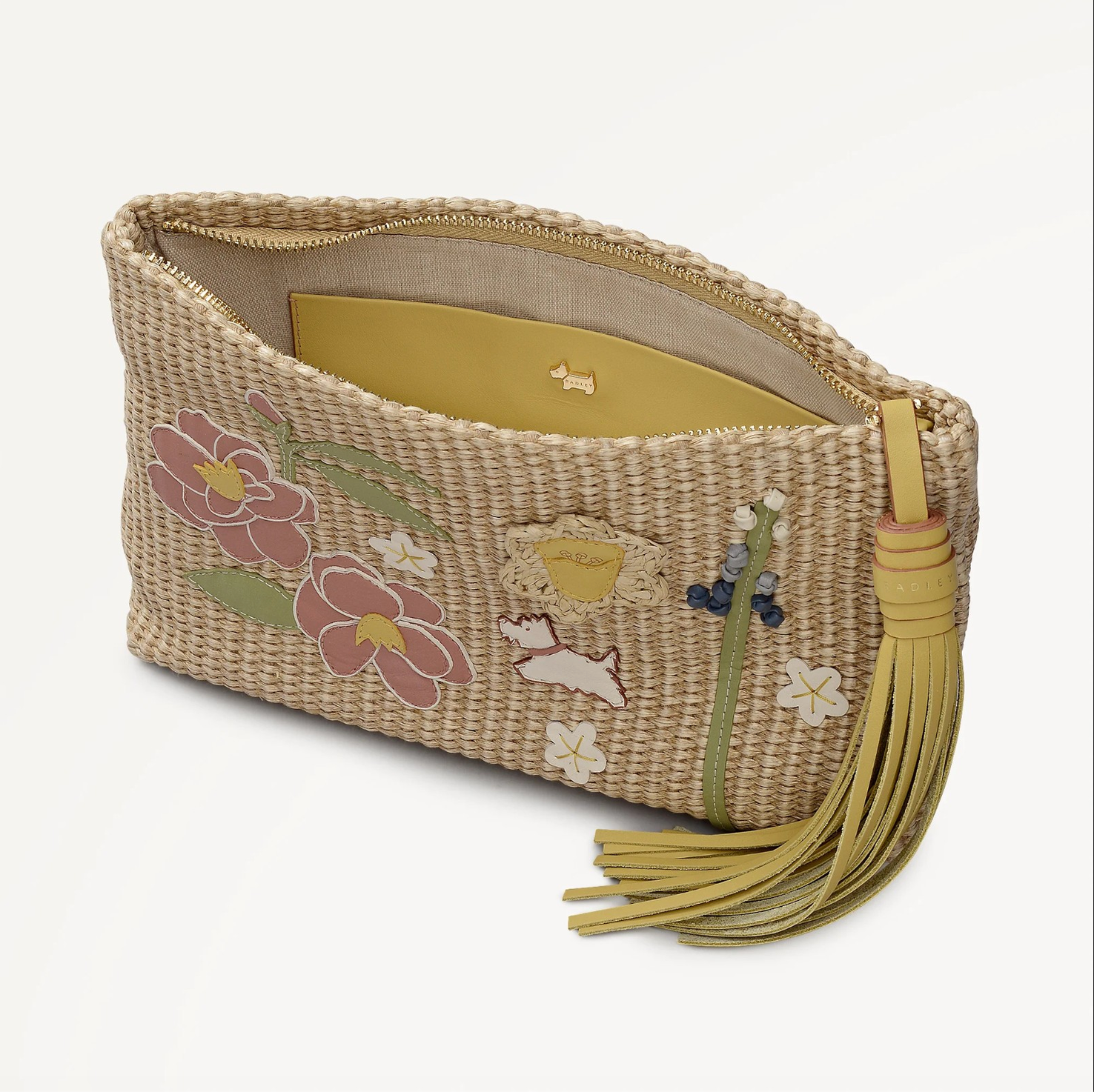 Radley Collectible Spring Blooms Medium Ziptop Pouch Natural