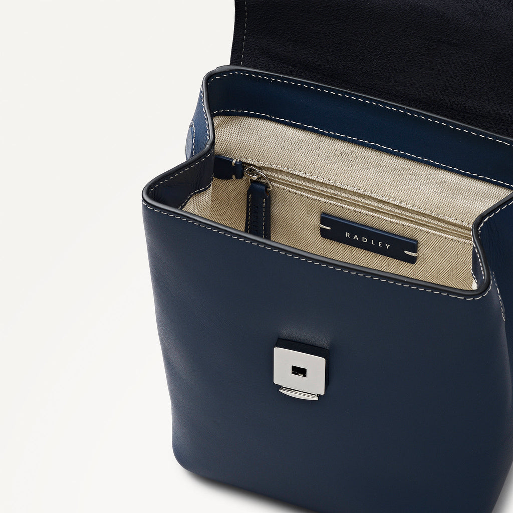 Radley Talbot Way - Mini Flapover Leather Backpack - Naval Blue (NWT)