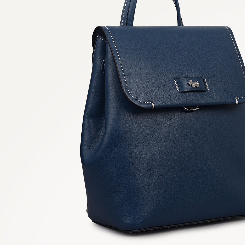 Radley Talbot Way - Mini Flapover Leather Backpack - Naval Blue (NWT)
