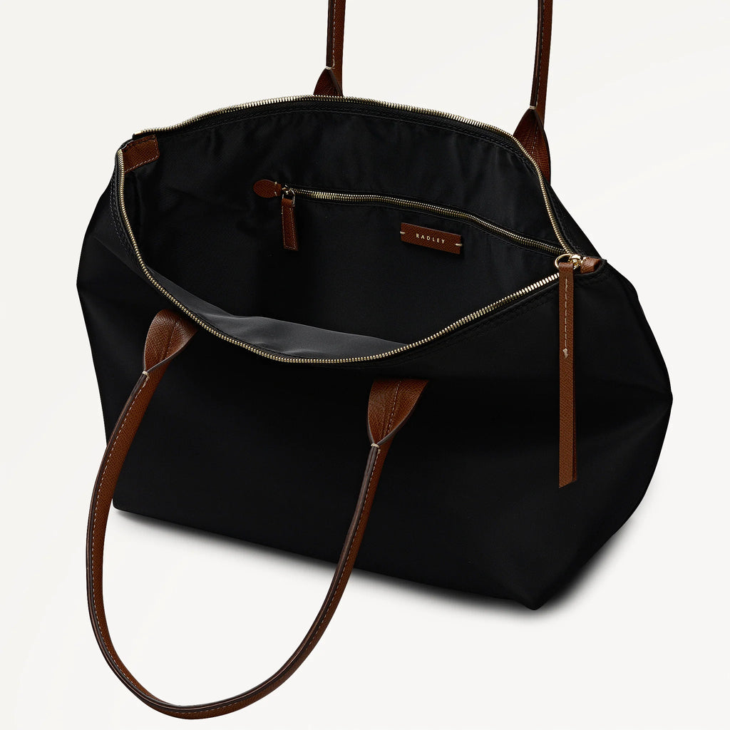 Radley The Townley - Medium Ziptop Fabric Grab Bag - Black (NWT)