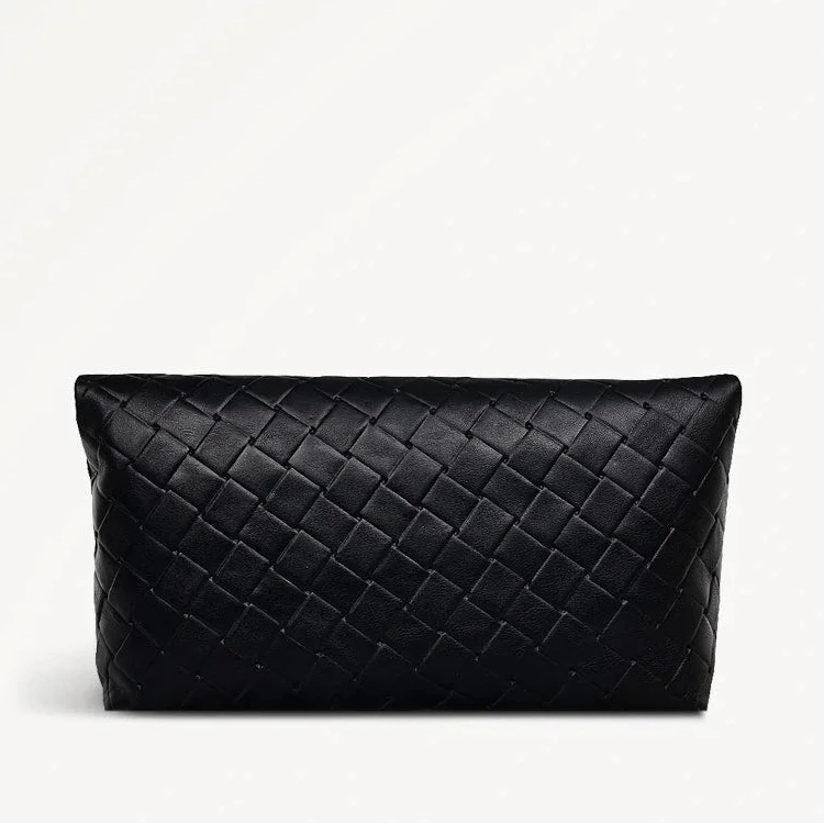Radley Weaver Lane - Medium Flapover Clutch Bag - Black Weave Leather (NWT)
