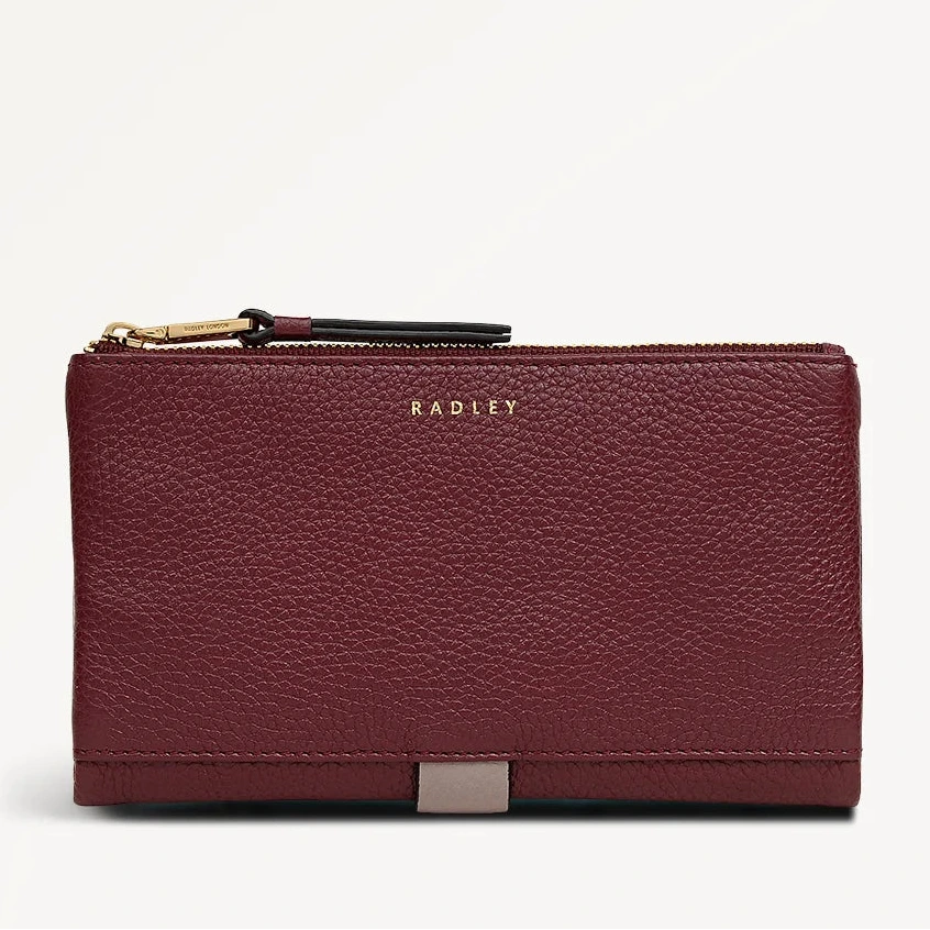Radley Waterloo Way - Large Bifold Purse - Merlot Red Grain Leather (NWT)