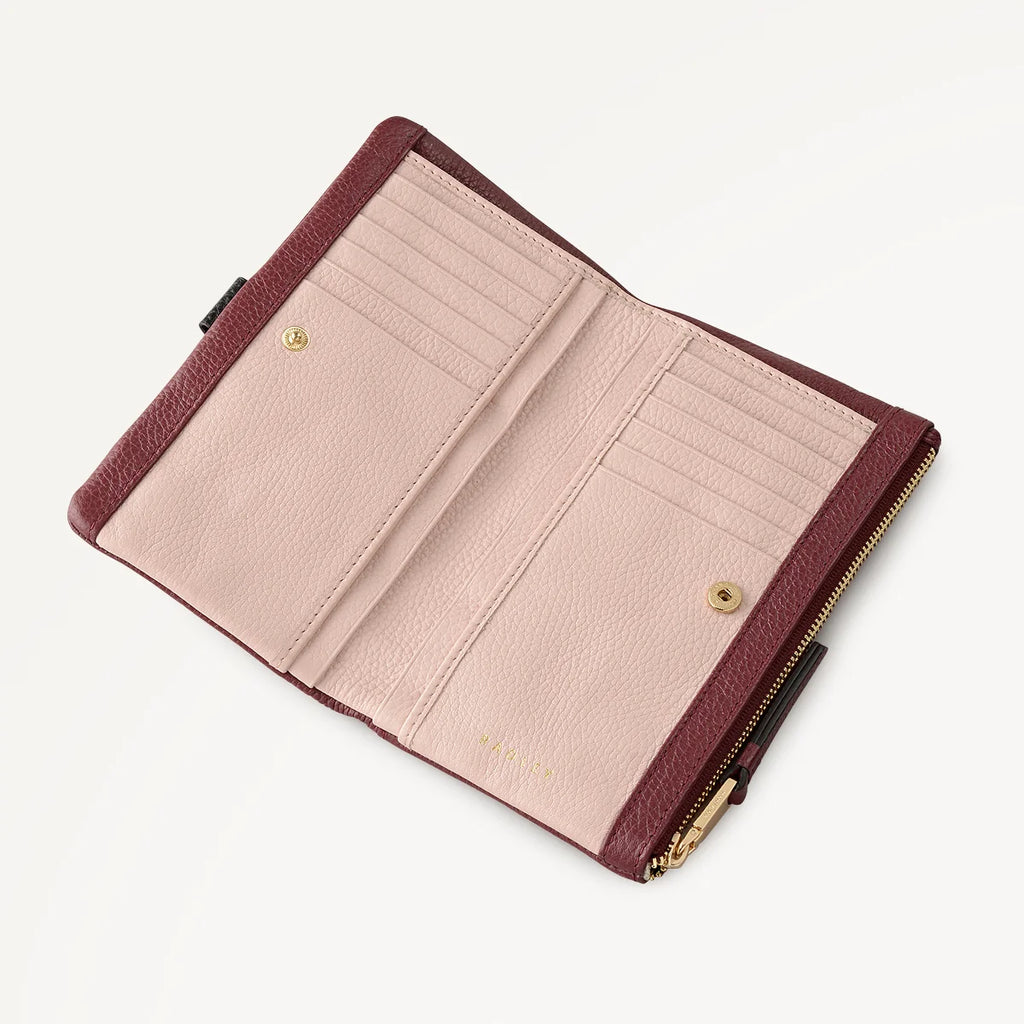 Radley Waterloo Way - Large Bifold Purse - Merlot Red Grain Leather (NWT)